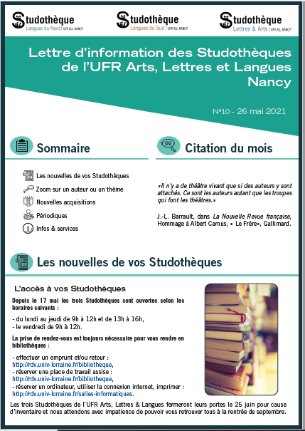 Lettre d'information n°10